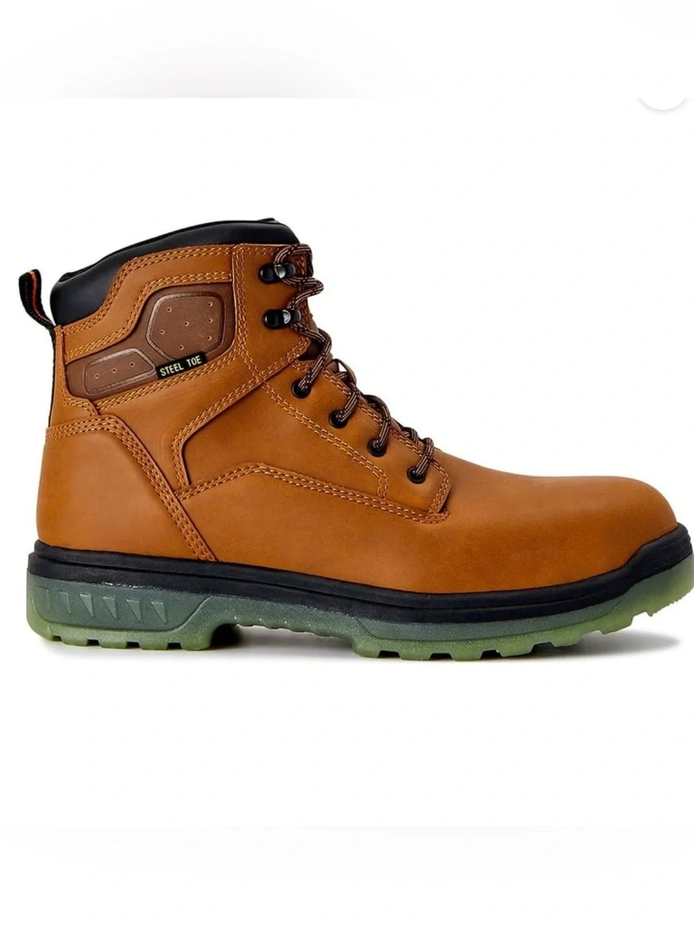 Brahma Brown Leather Steel Toe Work Boot with Green Outsole
